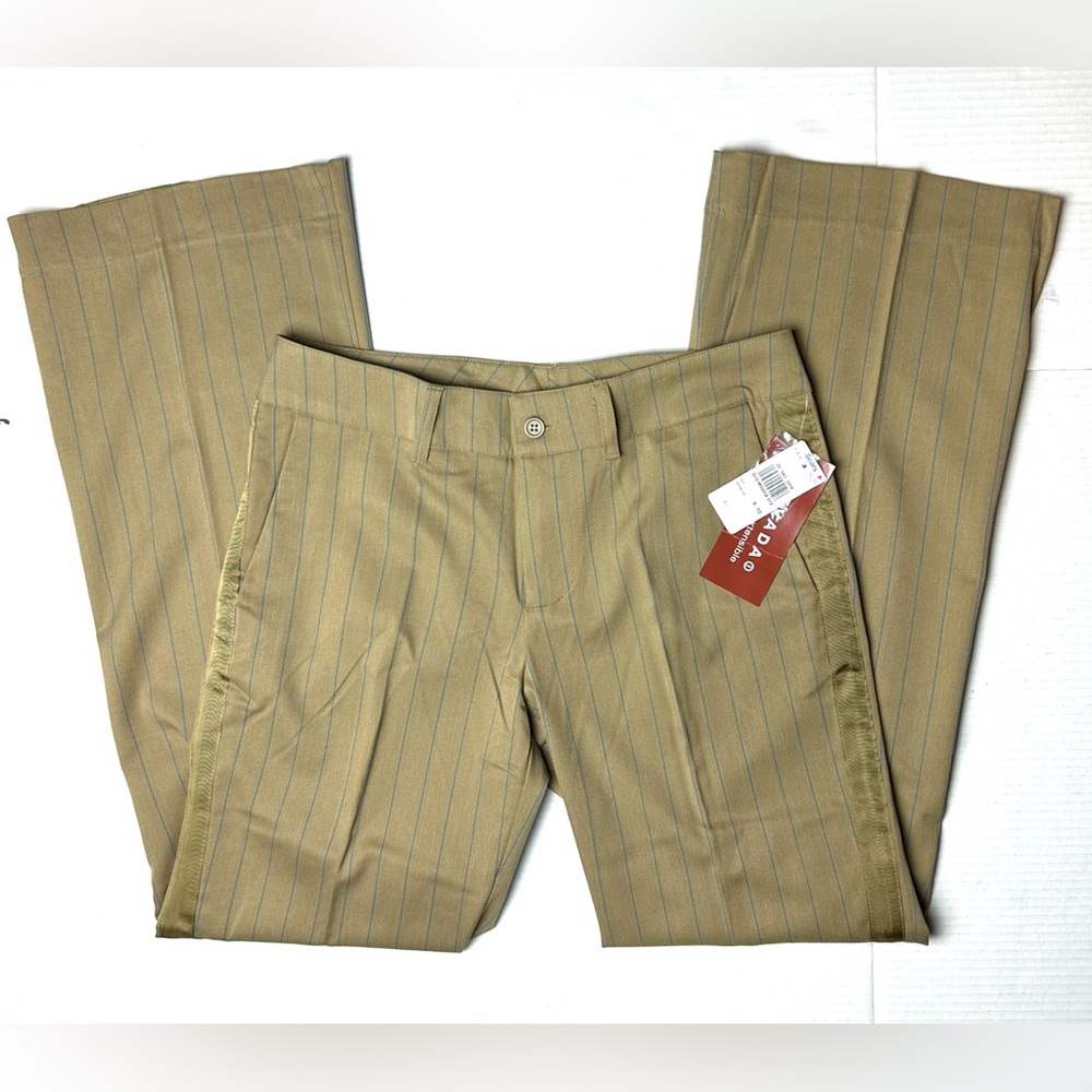 Vintage Nevada Women’s Junior‎ 9 - 10 Pleated Tan Flare Leg Pinstripe Dress Pant